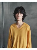 メンズニュアンスパーマ/刈り上げないメンズボブ/眉毛/前髪あり