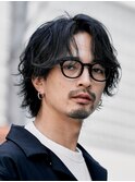 フェザーパーマセンターパートウルフカットシャドウパーマ
