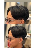 ゼロスバーバー(0's BARBER SHOP)&nbsp;束感ナチュラルワンカールパーマ人気流行無造作メンズ