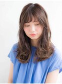 流しバング　アッシュベージュカラー