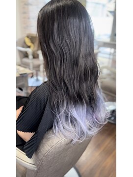 ジウ 上通り(JIU) 20代30代小顔ゆるふわロンググラデーションホワイトラベンダー