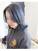 レイヤーカットダブルカラーラベンダーアッシュ