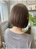 丸みショートボブ×ミルクティーベージュ