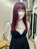 ヌープヘアーアイス(NUUP.hair ici)&nbsp;大人美人ハイレイヤーぱっつん前髪ロングラベンダーピンク