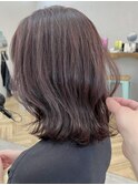 くびれウルフレイヤーカット☆ローズブラウン外巻きボブ☆本厚木