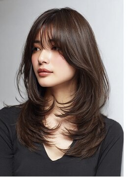 ダル 渋谷/表参道(DAL.) 顔周りカットハッシュカットダークブラウンワンホンレイヤー韓国