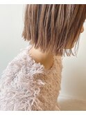切りっぱなしカット、ピンクカラーボブ