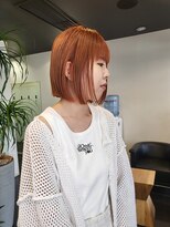 スタイル 茅ケ崎(STYLE) 【零也】ぱつっとボブ×大人ブリーチのオレンジブラウン
