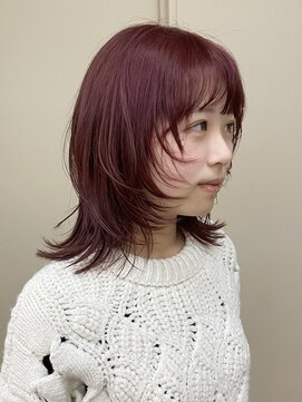 パークレーン アイス イヴェン(park lane ICI yeven) ミディアムレイヤー10代20代ブリーチ無しチェリーレッド