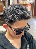 ホワイトメッシュ×極道パーマ
