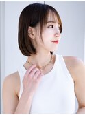 薄めバングくせ毛風カール長めバングミディアムボブルフミニボブ