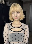くびレイヤーボブルフネビージュ小顔ワンレンこなれミディ