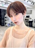 大人可愛い20代30代40代前下がりショートボブ/ハンサムショート