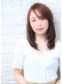 前髪大人かわいいココアブラウンレッドゆるふわフリンジウェーブ