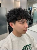 プードルパーマダークアッシュブラック