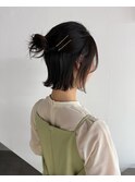 ハーフアップ　外はね