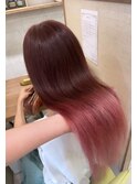 20代30代40代/カシスベージュ×ピンクグラデーション/ツヤ髪