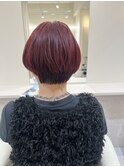 ブリーチありWカラー×ワインレッド