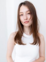 20代30代大人可愛いレイヤーロング/前髪パーマ/グレーベージュ