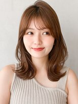 キリ 表参道(kyli)&nbsp;ワンカール小顔カットアプリコットオレンジこなれヘア前髪