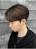 メンズセンターパートカットナチュラル刈り上げアップバング