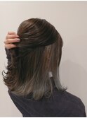 ツヤ感ブラウン×グレーインナー