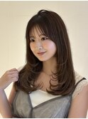レイヤーカット/くびれヘア/アプリコットオレンジ