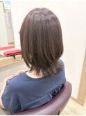 グレージュ/ベージュ/マロンベージュ/外ハネ/白髪ぼかし