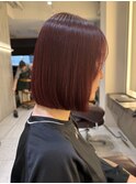 【札幌/impression佐藤】クールな赤髪ぱつっとボブ