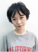 【ACO】くせ元気風パーマ黒髪丸みショート