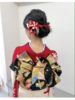 マノハル(MANOHARU) 【#わだむすび】振袖着付け　成人式黒髪シニヨンアレンジ１