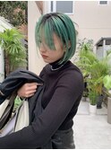 ペールグリーン/切りっぱなしボブ【表参道】@water.hair