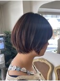 まとまりがいい重め前髪丸みシルエットのショートボブ梅ヶ丘