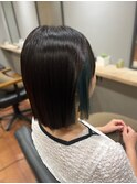 イヤリングカラー ブリーチ インナーカラー  切りっぱなしボブ