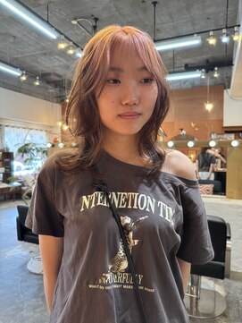 チャプター 問屋町(chapter) ケアブリーチデザインルーツカラーピンクブラウンウルフレイヤー