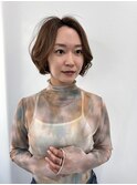 肩上ボブ大人可愛いボブひし形ボブアッシュベージュ
