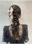 【ローポニーテール】結婚式銀座お団子カチモリタイトヘアセット
