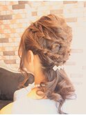 編み込みハーフアップ,゜.:。+゜