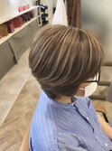 白髪ぼかしハイライトｘブラウンベージュ