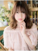 フェザーバングくせ毛風セミディくびれヘアc5戸頭20代30代40代