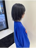 ハイトーンブリーチブルーシルバーウルフカット小顔ヘアレイヤー