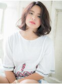 mod's姪浜/アッシュブラックくせ毛風小顔かきあげボブパーマh