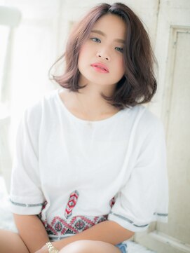 モッズ ヘア 福岡姪浜店(mod's hair) mod's姪浜/アッシュブラックくせ毛風小顔かきあげボブパーマh