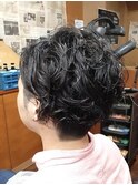 サイドパートツーブロックパーマスタイル（マッシュパーマ）床屋