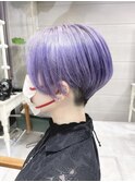 30代40代50代イメチェンデザインカラー前髪なしハンサムショート