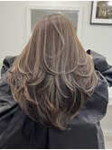 20代30代40代ハイライトカラー白髪ぼかしレイヤーカットベージュ