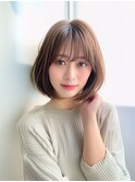 ナチュラルワンカールボブ×モテ髪マロンベージュ