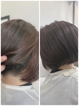 ニーラ バイ ニライカナイ 八幡宿店(Neela By Nirai Kanai) ボブ/ミニボブ/ブラウン/柔らかい丸み/刈り上げ/白髪/ハイライト