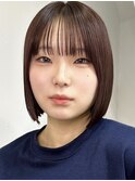 ボブ/ミニボブ/切りっぱなしボブ/ワンレン/ボルドー/前髪