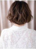 くすみベージュ大人巻きデジタルパーマ抜け感ボブY浦和30代40代